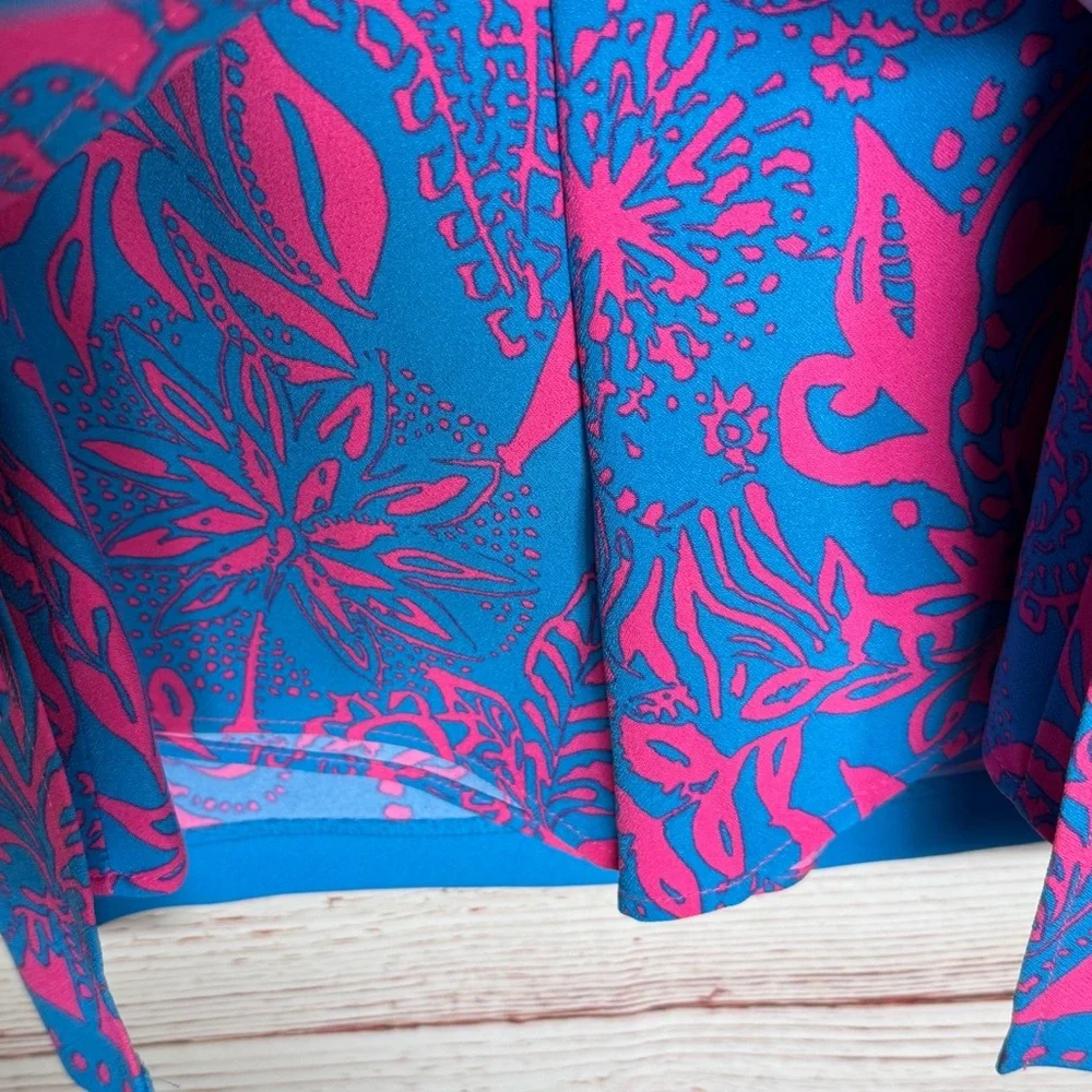 Lilly Pulitzer Jada Off The Shoulder Romper in Aura Pink Leaf An Impression Sz 2 - Picture 10 of 16